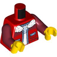 Lego Torso, Jacket, Pockets, Zipper, White Fur, Sweater print, Dark Red Arms, Yellow Hands / Red
