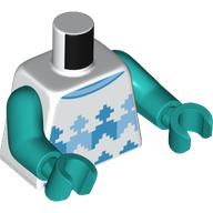 Lego Torso, Knitted Sweater with Dark Azure/Bright Light Blue Pattern Print, Dark Turquoise Arms and Hands