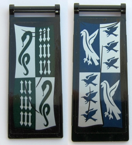 Lego Flag 7 x 3 with Bar Handle with HP Slytherin Banner / Ravenclaw Banner Pattern (Stickers) - Set 75954
