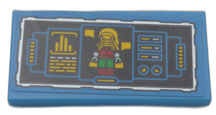 Lego Tile 2 x 4 with Control Panel Display with Reggae Man Minifigure and Yellow Bar Chart Pattern (Sticker) - Set 70923