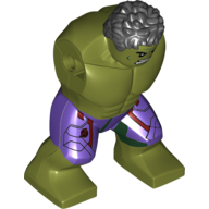 Lego Body Giant, Hulk with Messy Hair and Dark Purple Pants with Dark Red Print / Olive Green