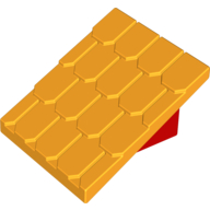 Lego Duplo Roofpie﻿ce Slope 30 4 x 4 Shingle﻿d with a Red Base﻿﻿ / Bright Light Orange
