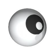 Lego Technic Ball Joint, Black Eye Print / White