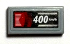Lego Tile 1 x 2 with Speedometer Screen with White 400 km/h on Black and Red Background Pattern (Sticker) - Set 42170