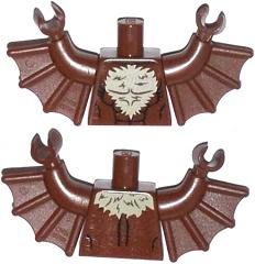 Lego Torso Batman Bat with Tan Fur Pattern / Reddish Brown Arms with Wings / Reddish Brown Hands