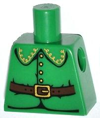 Lego Torso Rounded Collar, 4 Gold Buttons and Brown Belt with Gold Buckle Pattern / Green