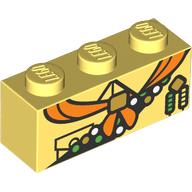 Lego Brick 1 x 3 with Orange Handkerchief, Merit Badge Sash Print / Bright Light Yellow