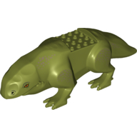 Lego Creature Body Part, Dewback Body, Claws and Short Tail, with Large Eyes Print / Olive Green
