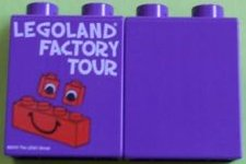 Lego Duplo, Brick 1 x 2 x 2 with LEGOLAND FACTORY TOUR Pattern / Dark Purple