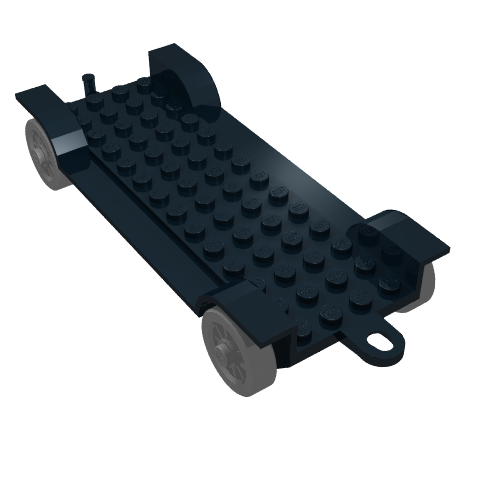 Lego Fabuland, Vehicle Base, Car Chassis 14 x 6.5 with Tow-Hook and Light-Gray Wheels / Black