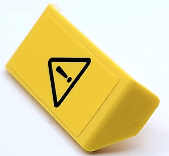 Lego Vehicle, Spoiler with Bar Handle with Black Exclamation Mark in Danger Triangle Pattern Model Left Side (Sticker) - Set 42081