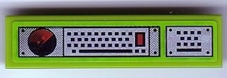 Lego Tile 1 x 4 with Keyboard and Radar On Silver Background Pattern (Sticker) - Set 8899