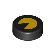 Lego Tile Round 1 x 1 with Yellow PAC MAN Print