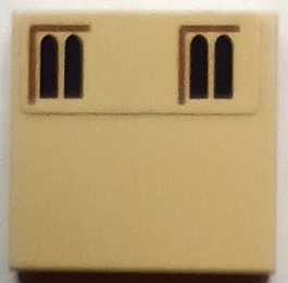 Lego Tile 2 x 2 with Dark Brown Windows and Reddish Brown Lines Pattern (Sticker) - Set 71043