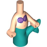 Lego Microdoll Body Mermaid Dark Turquoise Tail, Medium Lavender Shells / Light Nougat