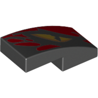 Lego Brick Curved 2 x 1 No Studs with Yellow Left Eye, Red Stripes Print
