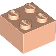 Lego Brick 2 x 2 with Face, Closed Eyes, Tongue print / Light Nougat