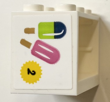 Lego Container, Cupboard 2 x 3 x 2 - Hollow Studs with Number 2 on Yellow Starburst, Dark Blue, Lime and Dark Pink Ice Pops (Freezer / Lollipop / Lolly / Pole / Popsicle / Stick) Pattern (Sticker) - Set 41704