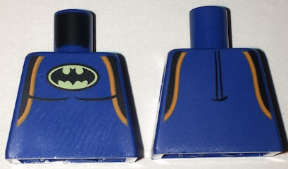 Lego Torso Batman Wetsuit with Black and Orange Trim, Batman Logo Pattern / Blue