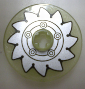 Lego Technic, Disk 3 x 3 with Silver Circular Saw Blade Pattern (Sticker) - Set 8648