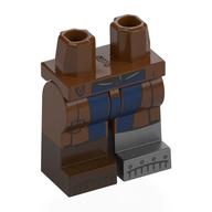 Lego Hips and Reddish Brown Legs, Flat Silver Left Boot, Dark Brown Right Boot with Dark Blue Coat Ends Print / Reddish Brown