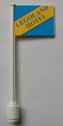 Lego Flag on Flagpole, Straight with 'LEGOLAND HOTEL' Reissue Pattern with Black Lines (Sticker) - Set 10041