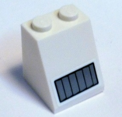 Lego Slope 65 2 x 2 x 2 with Bottom Tube with Light Bluish Gray Vent Grille Pattern (Sticker) - Set 41346 / White