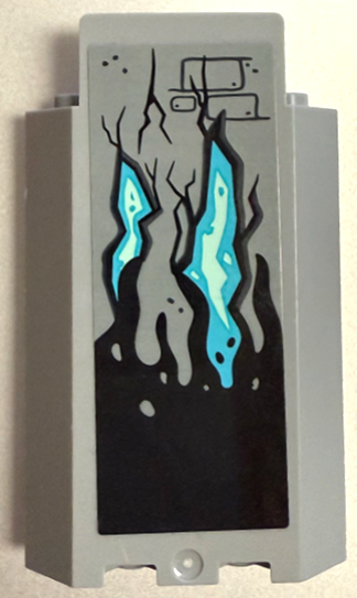 Lego Panel 3 x 3 x 6 with Black Slime, Cracks and Medium Azure Lava Pattern Model Left Side (Sticker) - Set 70437 / Light Bluish Gray