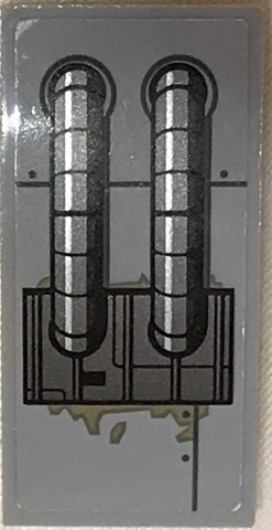 Lego Slope, Curved 4 x 2 with SW Pipes Pattern (Sticker) - Set 75202 / Light Bluish Gray