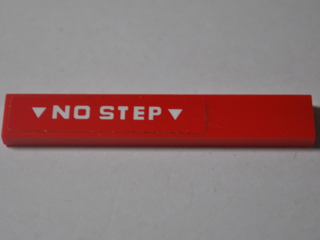 Lego Tile 1 x 6 with 'NO STEP' on Red Background Pattern Model Left Side (Sticker) - Set 76049