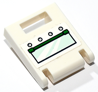 Lego Container, Box 2 x 2 x 2 Door with Slot with Oven Window with Light Aqua Glass, Green Handle and White Knobs Pattern (Sticker) - Set 41730
