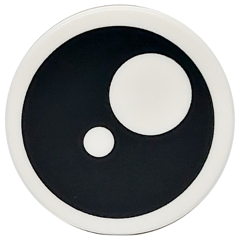 Lego Tile, Round 2 x 2 with Bottom Stud Holder with Black Eye with Pupil and Circle Pattern