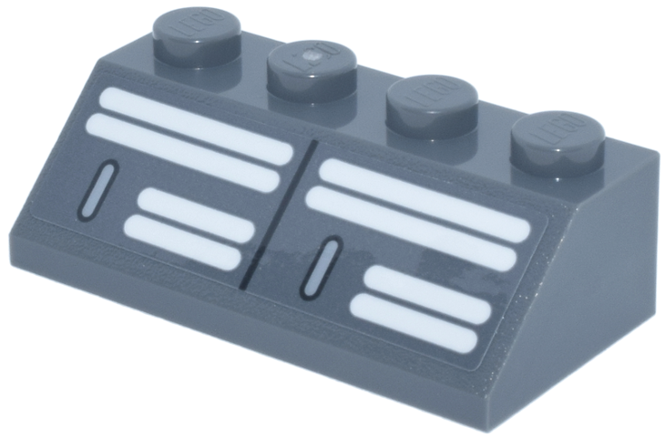 Lego Slope 45 2 x 4 with White SW Death Star Wall Lights Pattern Model Right Side (Sticker) - Set 75419