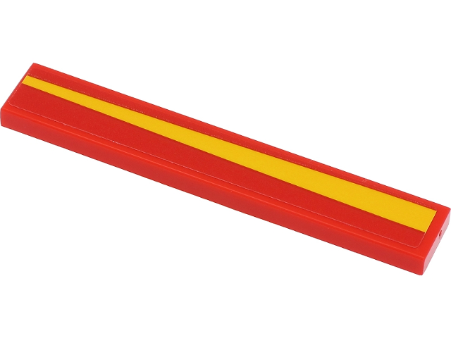 Lego Tile 1 x 6 with Yellow Stripe Pattern Model Right Side (Sticker) - Set 40450