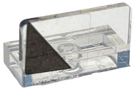 Lego Panel 1 x 2 x 1 with Black Triangle Corner on Transparent Background Pattern Model Right Side (Sticker) - Set 76912 / Trans-Clear