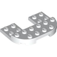 Lego Plate Round Corners Double 4 x 6 with 2 x 2 Cutout and 2 x 6 Raised Studs / White
