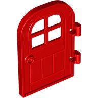 Lego Door Right 4 x 6 with Curved Top, Bars / Red