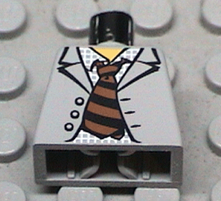Lego Torso Spider-Man Suit with Checkered Shirt and Striped Tie Pattern / Light Gray
