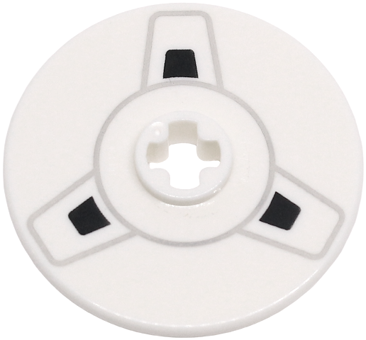Lego Technic, Disk 3 x 3 with Black and Light Bluish Gray Movie Film / Tape Reel Pattern / White