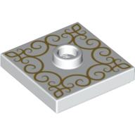 Lego Plate Special 2 x 2 with Center Stud (Jumper) with Gold Decorations print