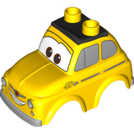 Lego Duplo Car Body 2 Top Studs with Cars Luigi and Silver Side Windows Print / Yellow
