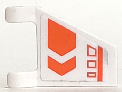 Lego Flag 2 x 2 Trapezoid with Flat Edge with Orange Chevron, Line, and Symbols Pattern Model Left Side (Sticker) - Set 7693