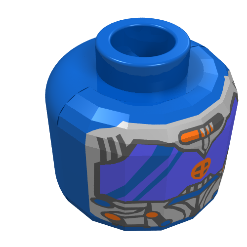Lego Minifig Head Droid, Large Blue Mask Print [Blocked Open Stud]