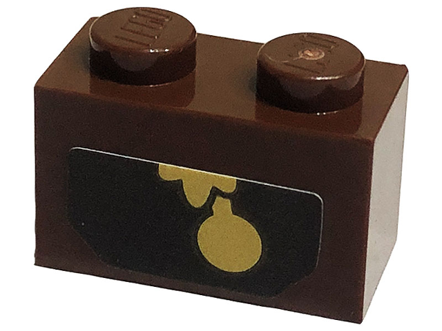 Lego Brick 1 x 2 with Gold Clock Pendulum (Cogsworth) Pattern (Sticker) - Set 43196
