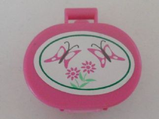 Lego Scala Utensil Oval Case with Butterflies and Flowers Pattern (Sticker) - Set 5895 / Dark Pink