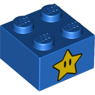 Lego Brick 2 x 2 with Star with Eyes Print
