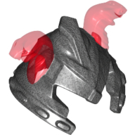 Lego Helmet with Cheek Protection and 2 Trans-Red Snakes Pattern / Pearl Titanium