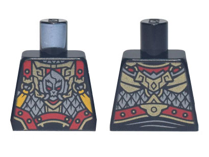 Lego Torso Red, Gold, and Silver Armor, Buckles, and Straps, and Monkey Head Pattern / Black