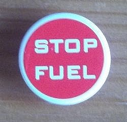Lego Road Sign 2 x 2 Round with Clip with 'STOP FUEL' on Red Background Pattern (Sticker) - Sets 8206 / 8679