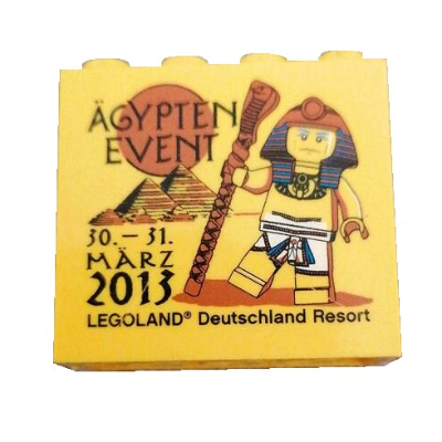 Lego Brick 2 x 4 x 3 with 'LEGOLAND Deutschland Resort ÄGYPTEN EVENT 30. - 31. MÄRZ 2013' Print / Yellow